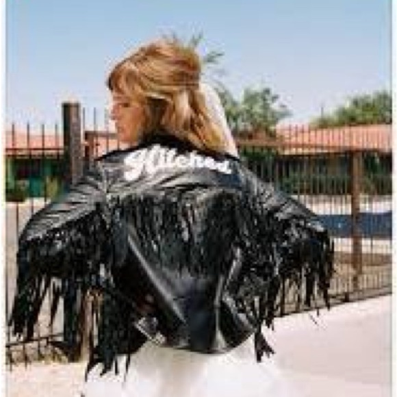 Nasty gal/ Vegan Leather Fringe Hitched Jacket / M - Picture 6 of 6